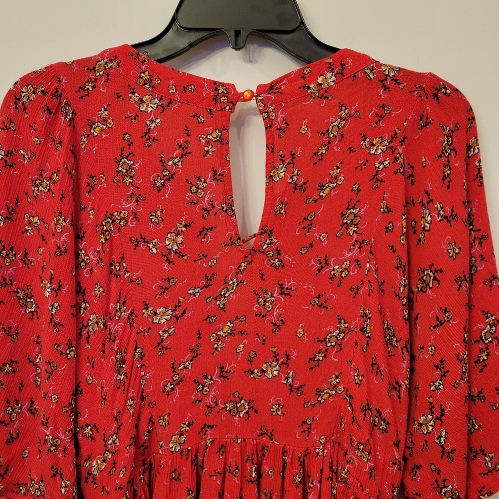 Wonderly Embroidered Floral Red Mini Dress Tunic Size XS - Picture 9 of 10
